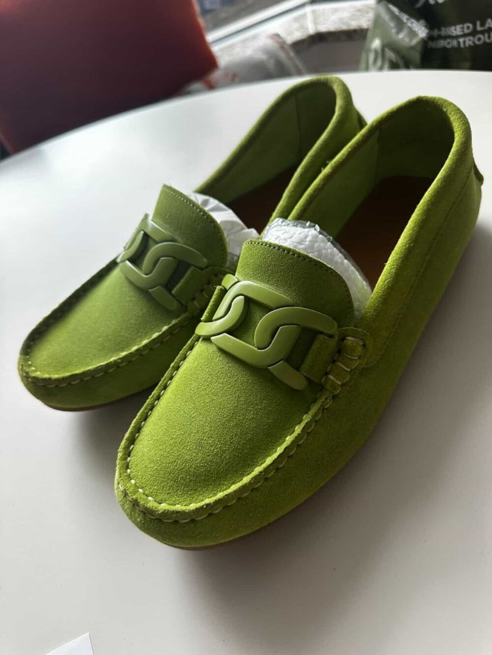 Designer Green Suede Loafers